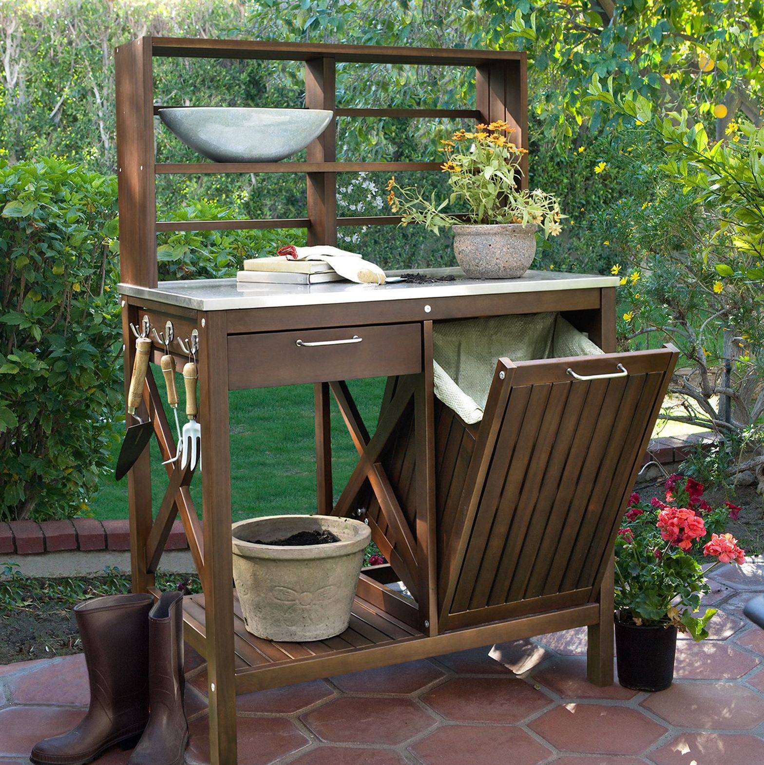 Garden Potting Bench Locally Handcrafted Out Of Redwood Starting At