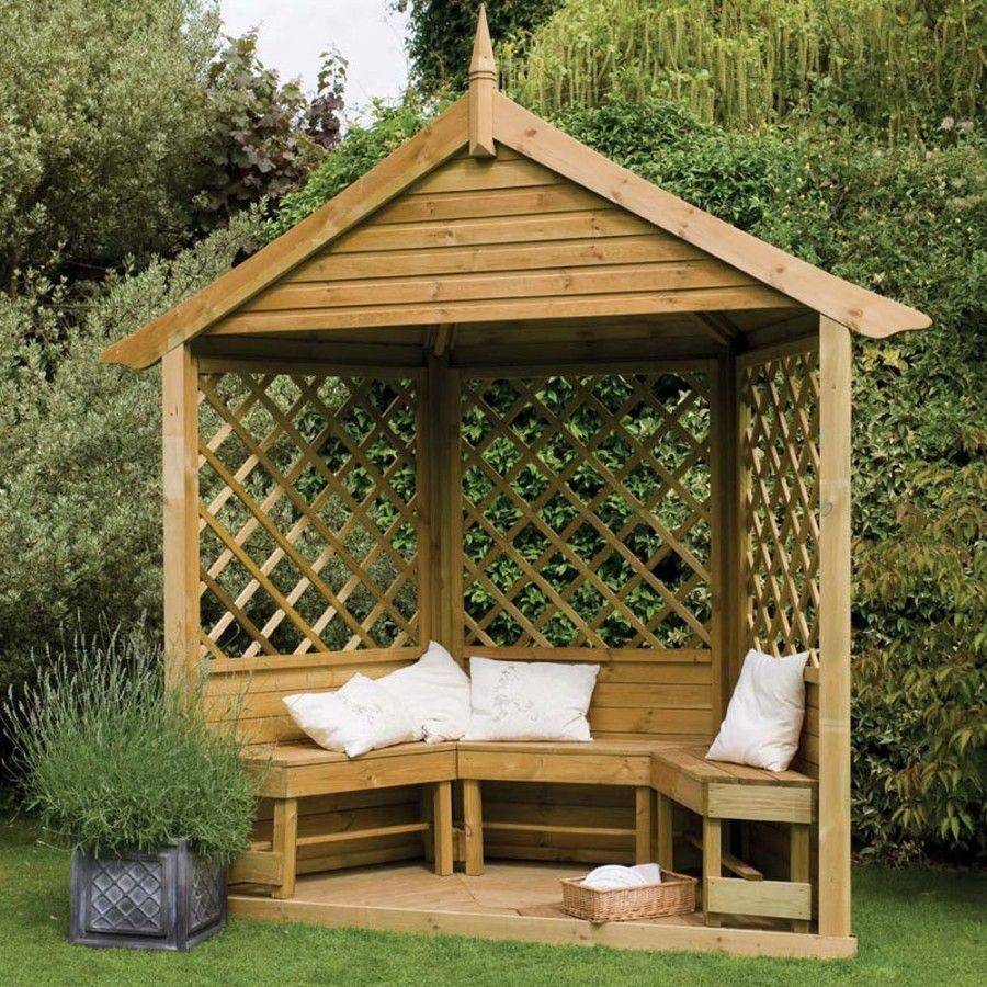 Wooden Pergola Arbour Garden Arch Corner Bench