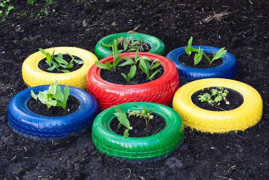 Painted Tire Planters