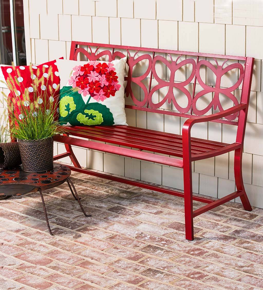Mammabellarte Iron Bench Red And White Beautiful Furniture