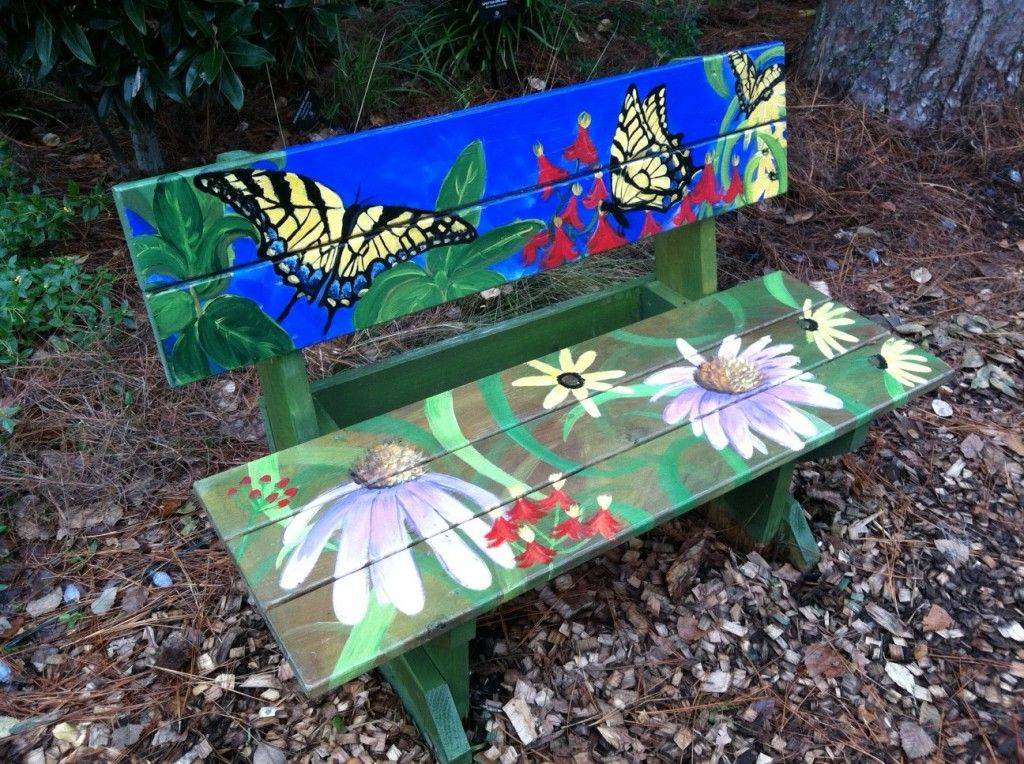 Childrens Garden Bench Whimsical Painted Outdoor Furniture