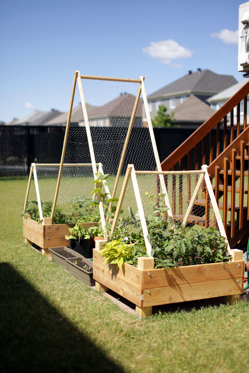 High Wood Planter Freestanding Trellis Plant Raised Bed
