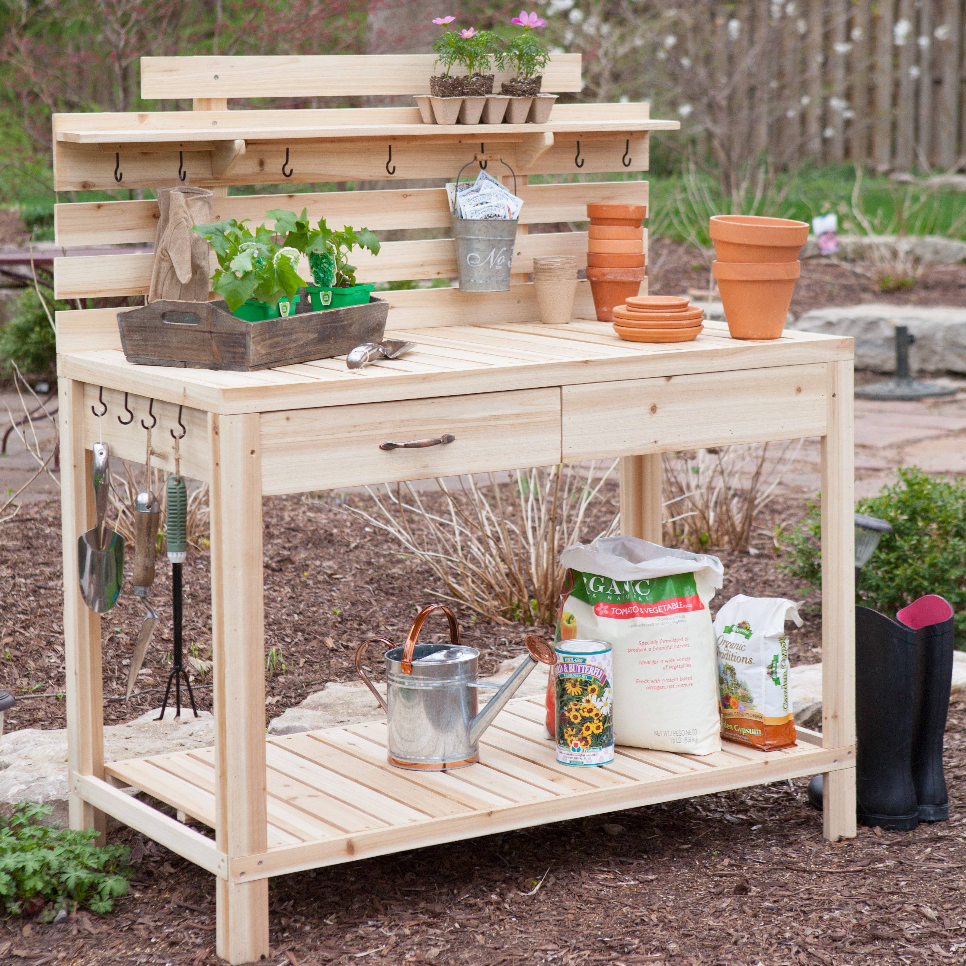 Garden Potting Bench Locally Handcrafted Out Of Redwood Starting At