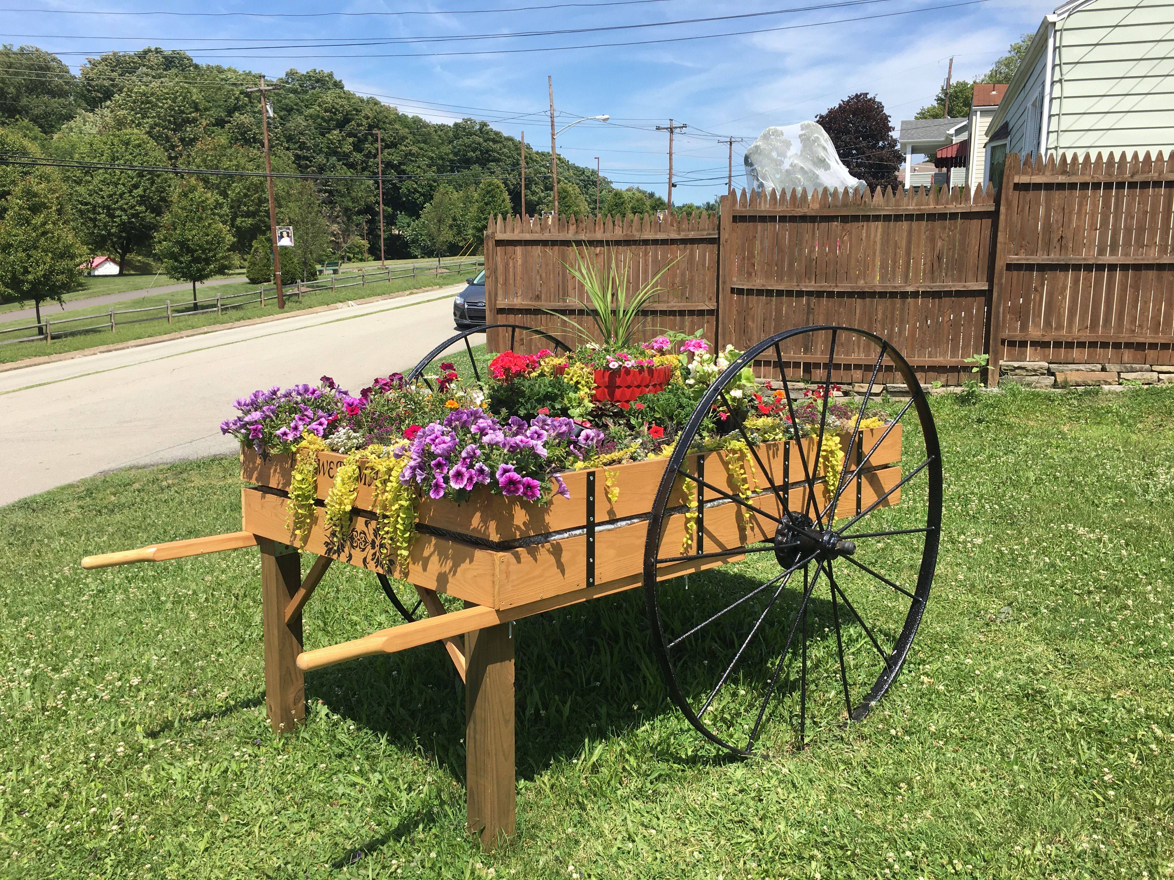 Flower Covered Wagon Container Gardening
