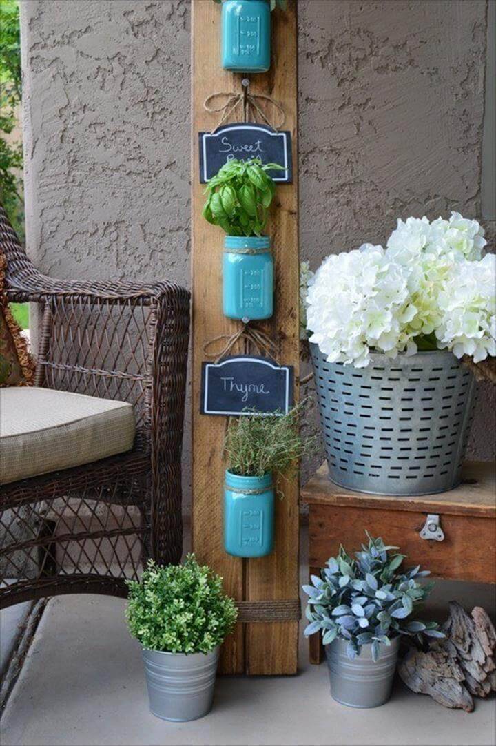Wood Pallet Mason Jar Hanging Garden Hanging Garden